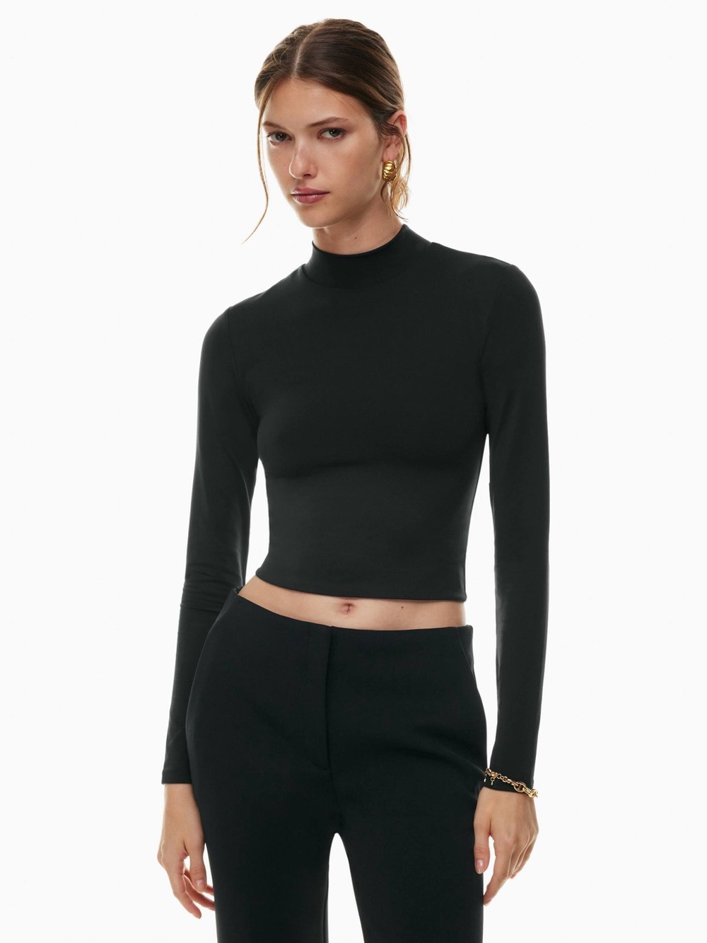 Babaton | Contour Mock Neck Long Sleeve Top Black Size Small Aritzia